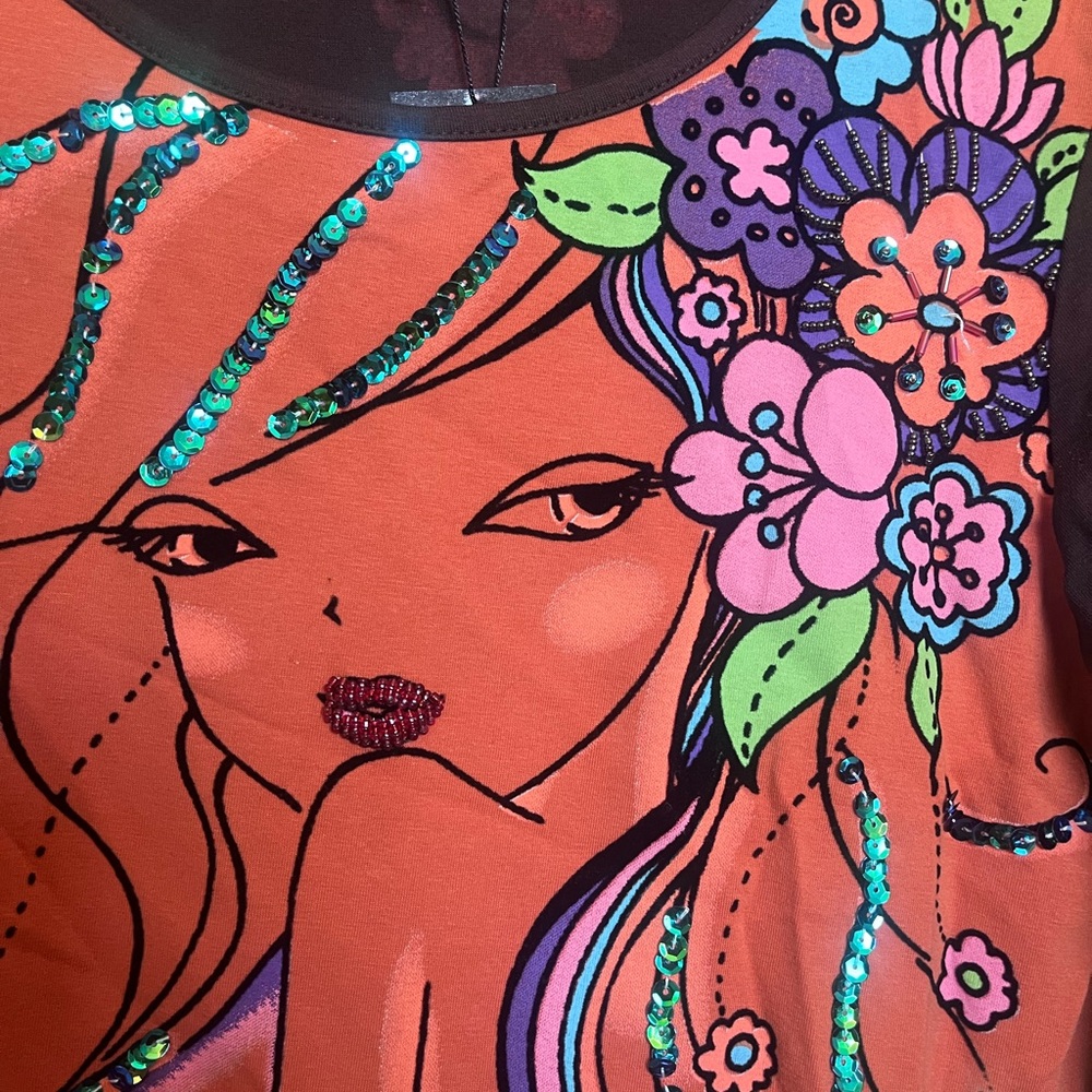 NWT iB Diffusion Floral Sequin‎ Top - Multicolor - Picture 2 of 4